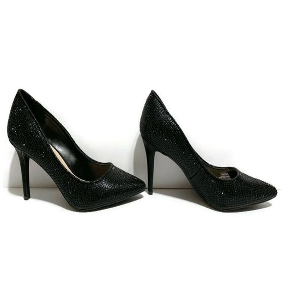 Jessica Simpson Black 3" Heel Rhinestone Pointed Toe Party Pump - Picture 4 of 8